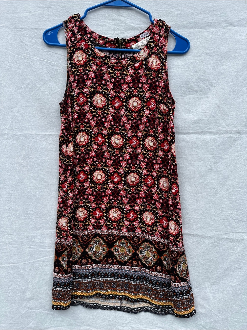 Pink Rose Sleeveless Floral Medallion Print Dress